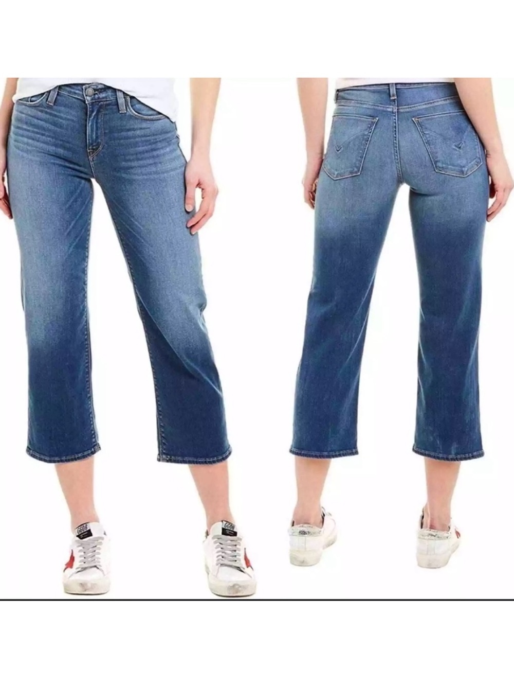 HUDSON Stella MidRise CROP Straight blue jeans Size 25 Cotton Blend